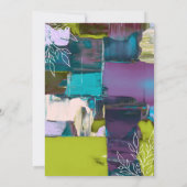 Brautparty Lila grün gestrichen Abstrakte Blüte Einladung (Rückseite)