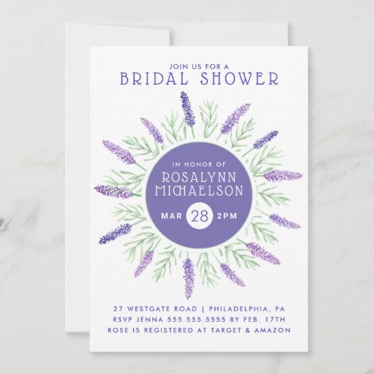 Brautparty | Lila Pastellavender Einladung (Vorderseite)