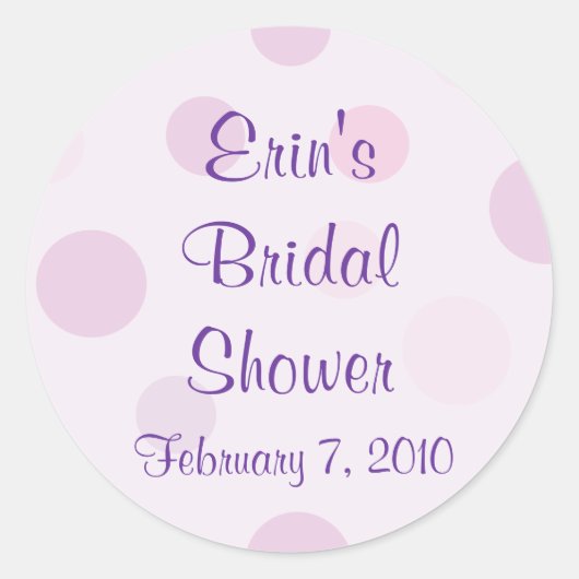 Brautparty Lila Polka Dot Themenaufkleber Runder Aufkleber (Vorderseite)
