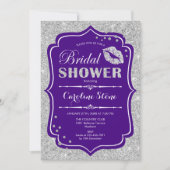 Brautparty - Lila Silber Einladung (Vorderseite)