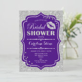 Brautparty - Lila Silber Einladung (Stehend Vorderseite)
