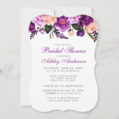Brautparty Lila Silver Floral Einladung BP (Vorderseite)