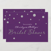 BRAUTPARTY Lila & Silver Glitzer Moderne Karte (Vorne/Hinten)