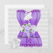 Brautparty Lila White Corset Blume Einladung (Vorne/Hinten)