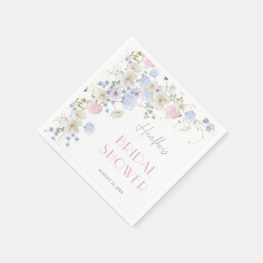 Brautparty Lila Wildblumen Serviette (Ecke)