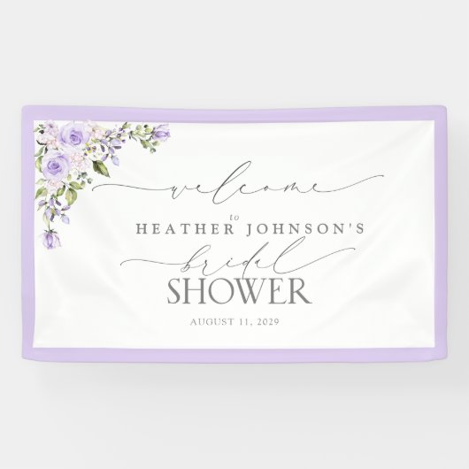 Brautparty Lilac Lavender Floral Willkommen Banner (Horizontal)