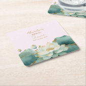 Brautparty Lotus gold pink personalisieren Rechteckiger Pappuntersetzer (angewinkelt)