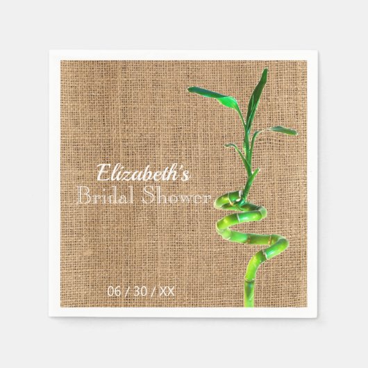 Brautparty Lucky Bamboo Burlap Personalisiert Serviette (Vorderseite)