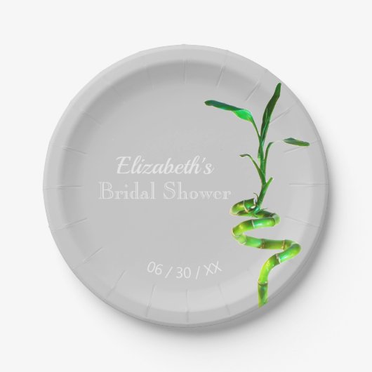 Brautparty Lucky Bamboo Lightgrau Vorlage Pappteller (Vorderseite)