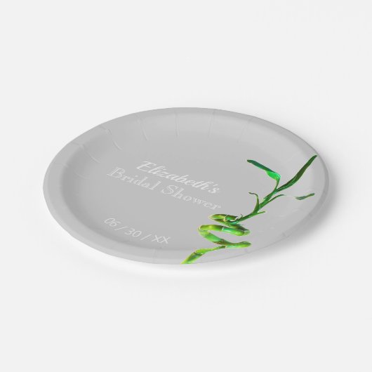 Brautparty Lucky Bamboo Lightgrau Vorlage Pappteller (Schrägansicht)