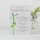 Brautparty Lucky Bamboo über Silver Grau Einladung (Stehend Vorderseite)