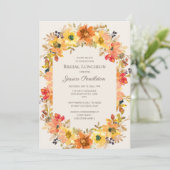 Brautparty Luncheon Orange Yellow Fall Floral I Einladung (Stehend Vorderseite)