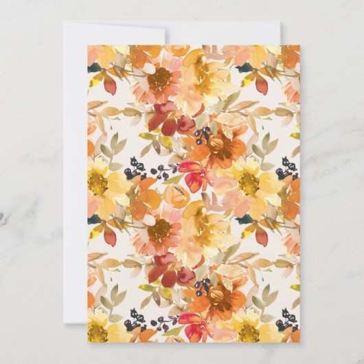 Brautparty Luncheon Orange Yellow Fall Floral I Einladung (Rückseite)