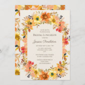 Brautparty Luncheon Orange Yellow Fall Floral I Einladung (Vorne/Hinten)