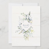 Brautparty Luxe Calligraphy Dusty Blue Floral Einladung (Rückseite)