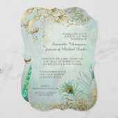 Brautparty Luxe Gold Peacock Feathers Elegante Einladung (Vorne/Hinten)