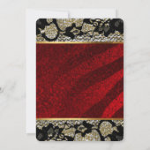 Brautparty Luxury Gold Red Black Lace Funkelnd Einladung (Rückseite)
