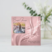 Brautparty Luxury Pink Metallic Foto Einladung (Stehend Vorderseite)