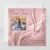 Brautparty Luxury Pink Metallic Foto Einladung (Vorderseite)