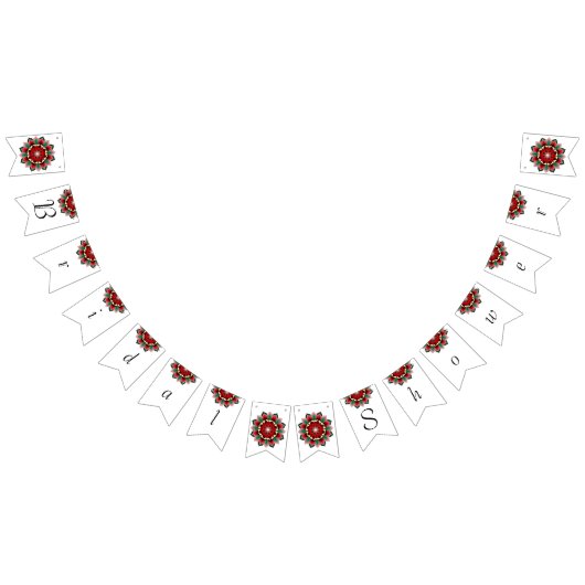 Brautparty. Mandala in rot Wimpelkette (Alle)