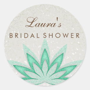 Brautparty Mandala Lotus Blume Green Vintag Runder Aufkleber