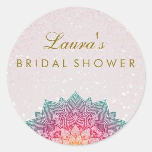 Brautparty Mandala Lotus Blume Swirl Runder Aufkleber