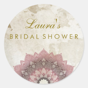 Brautparty-Mandala-Lotusblume Rosa Vintage Runder Aufkleber