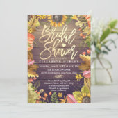 Brautparty Maple Blätter Pumpkins Sonnenblumenholz Einladung (Stehend Vorderseite)