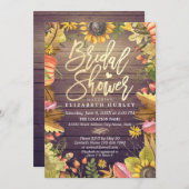 Brautparty Maple Blätter Pumpkins Sonnenblumenholz Einladung (Vorne/Hinten)