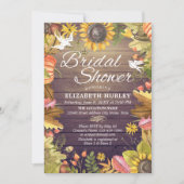 Brautparty Maple Blätter Pumpkins Sonnenblumenholz Einladung (Vorderseite)