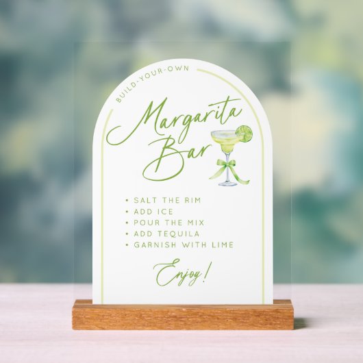 Brautparty Margarita Bar Instructions Acrylschild (Neutral)