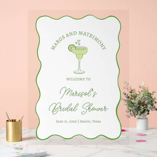 Brautparty "Margs & Matrimony" Begrüßungszeichen Acrylschild (Hochzeit)