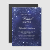 Brautparty Marine blaue Glitzern Luxus Magneteinladung (Vorne/Hinten)