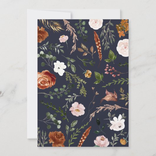 Brautparty Marineblau Jardin elegante rustikale Bl Einladung (Rückseite)