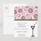 Brautparty - Martini Einladungspostkarte (Vorne/Hinten)