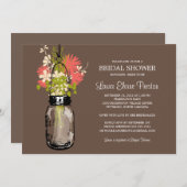 Brautparty Mason Jar und Wildblumen Einladung (Vorne/Hinten)
