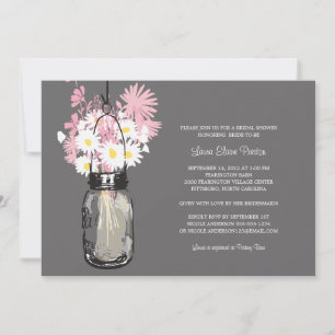 Brautparty Mason Jar und Wildblumen Einladung