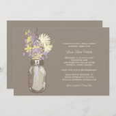 Brautparty Mason Jar und Wildblumen Einladung (Vorne/Hinten)