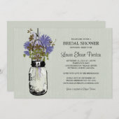 Brautparty Mason Jar und Wildblumen Einladung (Vorne/Hinten)