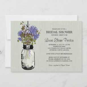 Brautparty Mason Jar und Wildblumen Einladung
