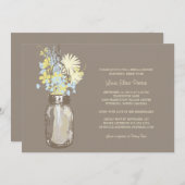 Brautparty Mason Jar und Wildblumen Einladung (Vorne/Hinten)