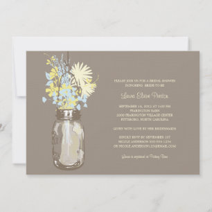 Brautparty Mason Jar und Wildblumen Einladung