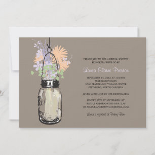 Brautparty Mason Jar und Wildblumen Einladung
