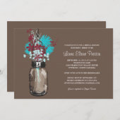 Brautparty Mason Jar und Wildblumen Einladung (Vorne/Hinten)