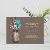 Brautparty Mason Jar und Wildblumen Einladung (Stehend Vorderseite)