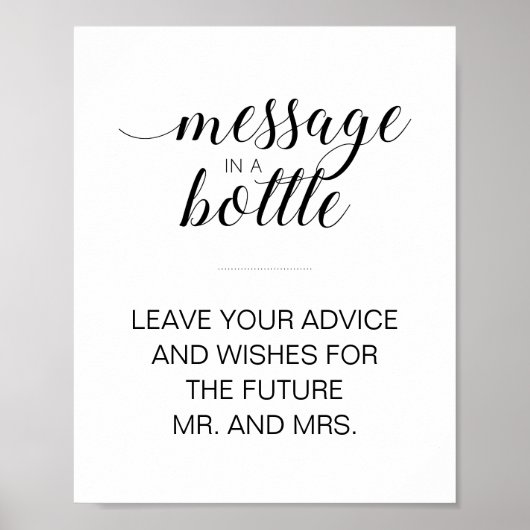 Brautparty-Meldung in einem Flaschenratgeber Poster (Vorne)