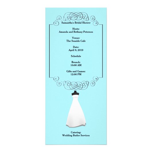 Brautparty Menu Rackcard Werbekarte (Hinten)