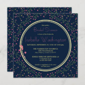 Brautparty | Midnight Blue Wildblume Wreath Einladung (Vorne/Hinten)