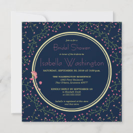 Brautparty | Midnight Blue Wildblume Wreath Einladung