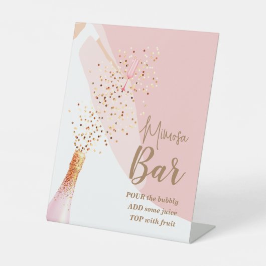 Brautparty Mimosa Bar Blush Pink Sockelschild (Vorderseite)
